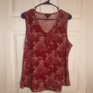 - Size L, tank style top w/zipper closure, lightweight  summer red/white p…